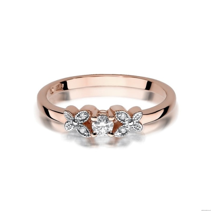 Pierścionek W414 Diament 0,10ct różowe złoto