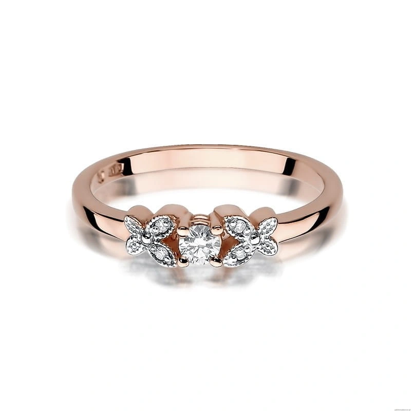 Pierścionek W414 Diament 0,10ct różowe złoto