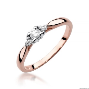 Pierścionek W428 Diament 0,10ct różowe złoto