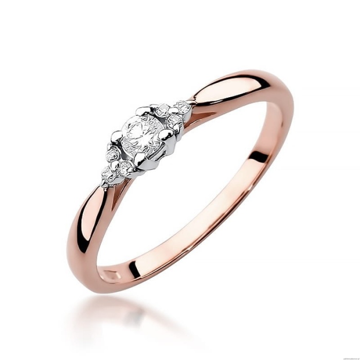 Pierścionek W428 Diament 0,10ct różowe złoto