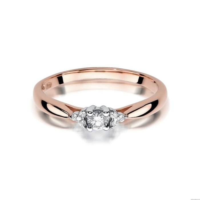 Pierścionek W428 Diament 0,10ct różowe złoto