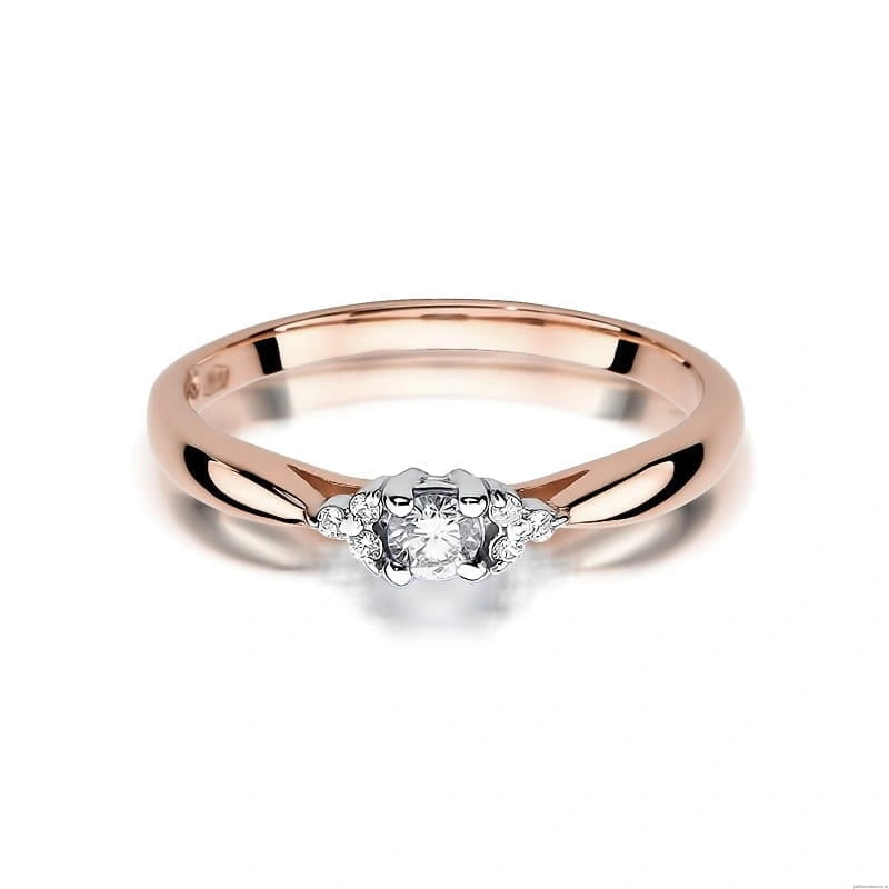 Pierścionek W428 Diament 0,10ct różowe złoto