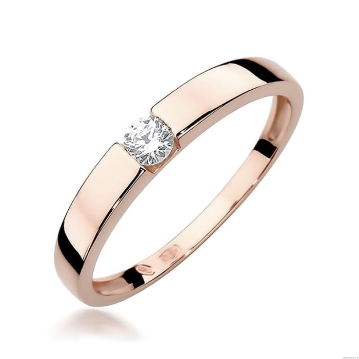 Pierścionek W432 Diament 0,12ct różowe złoto