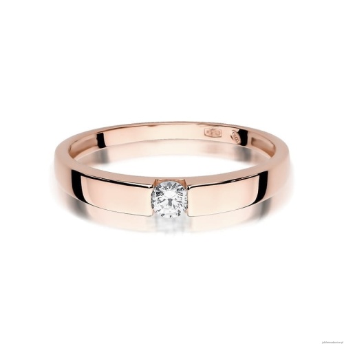 Pierścionek W432 Diament 0,12ct różowe złoto