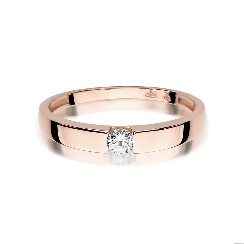 Pierścionek W432 Diament 0,12ct różowe złoto