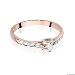 Pierścionek W435 Diament 0,10ct różowe złoto