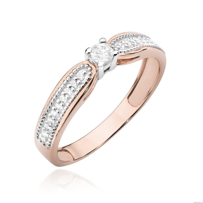 Pierścionek W449 Diament 0,08ct różowe złoto