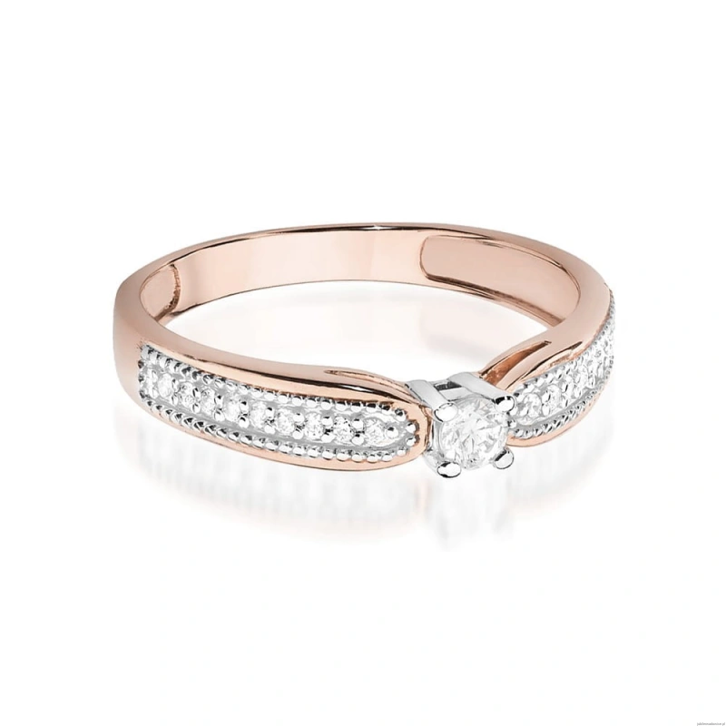 Pierścionek W449 Diament 0,08ct różowe złoto