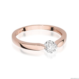 Pierścionek W450B Diament 0,15ct różowe złoto