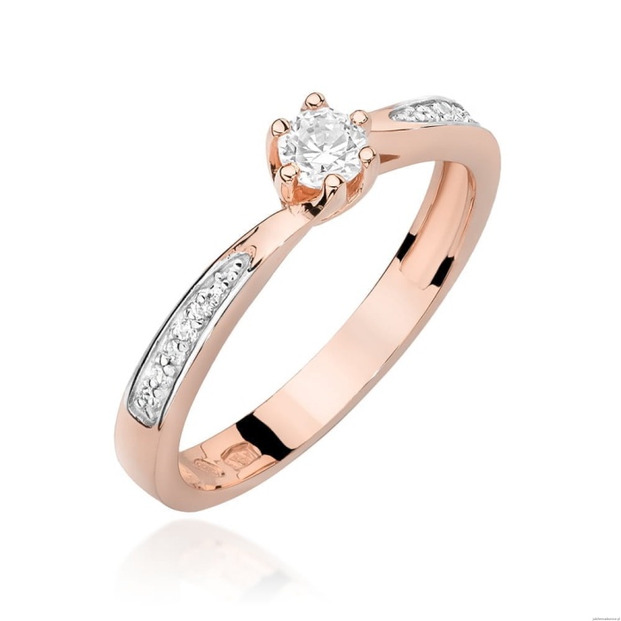 Pierścionek W453 Diament 0,15ct różowe złoto