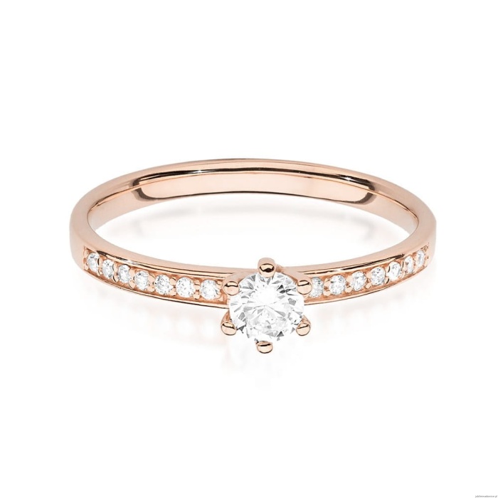 Pierścionek W459 Diament 0,10ct różowe złoto