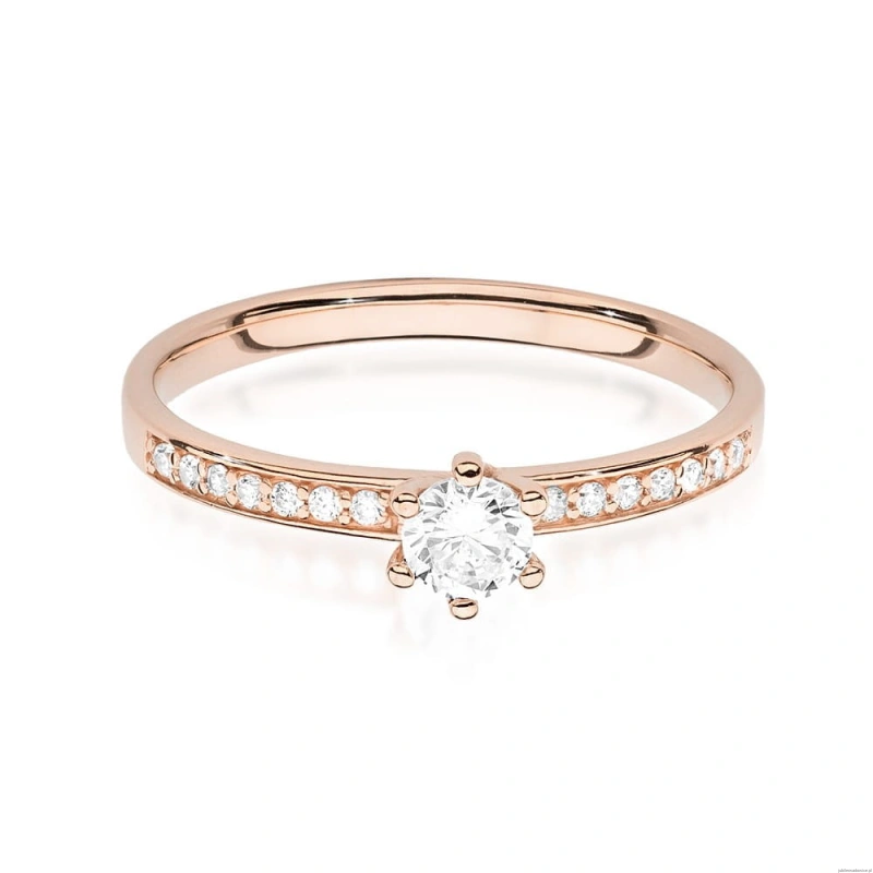 Pierścionek W459 Diament 0,10ct różowe złoto