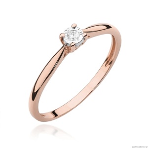 Pierścionek W461 Diament 0,03ct różowe złoto