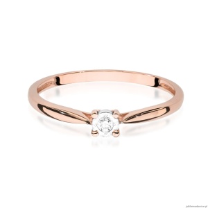 Pierścionek W461 Diament 0,03ct różowe złoto