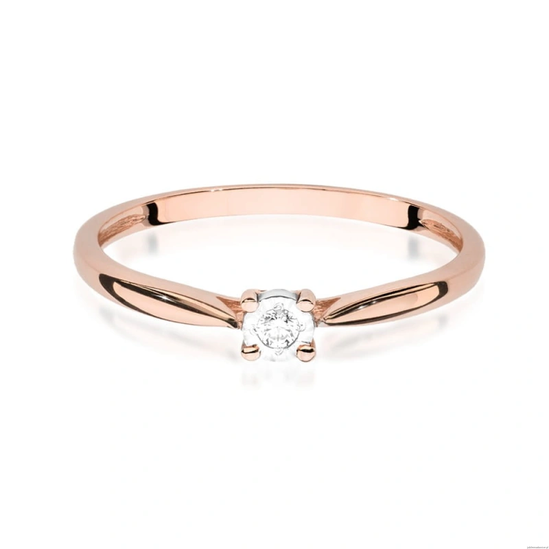 Pierścionek W461 Diament 0,03ct różowe złoto