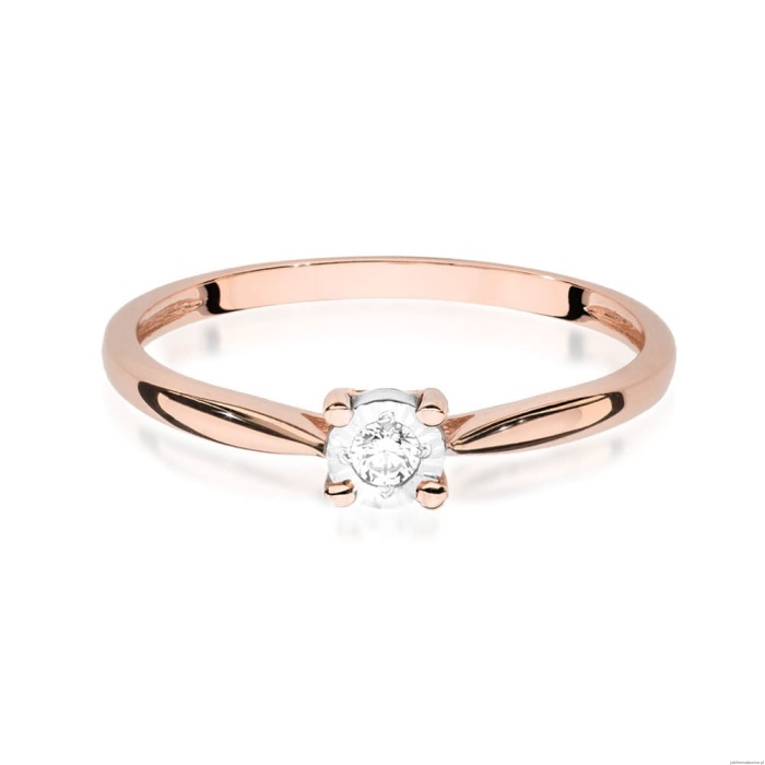 Pierścionek W461 Diament 0,08ct różowe złoto