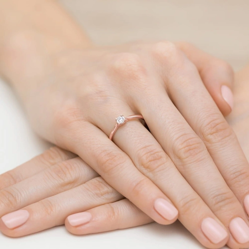 Pierścionek W461 Diament 0,08ct różowe złoto