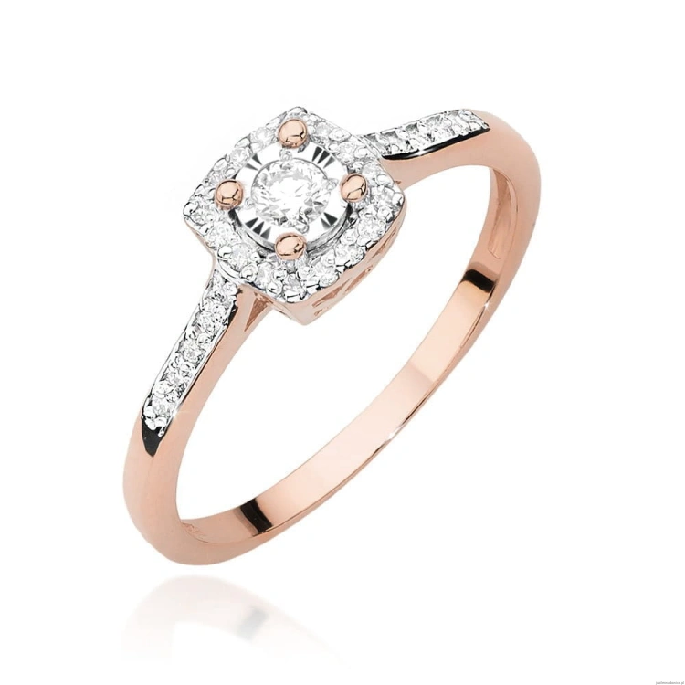 Pierścionek W462 Diament 0,08ct różowe złoto