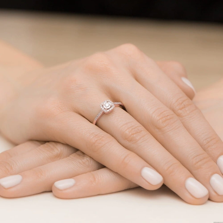 Pierścionek W462 Diament 0,08ct różowe złoto