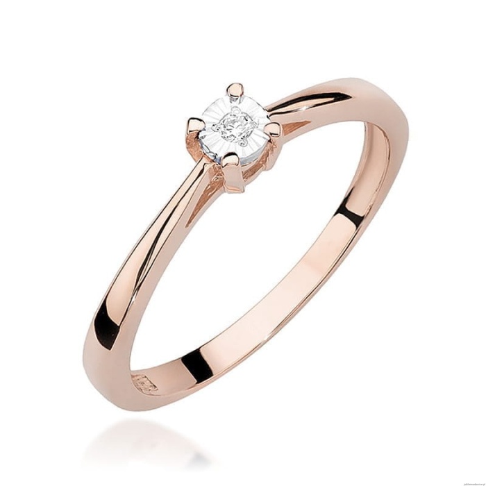 Pierścionek W463 Diament 0,02ct różowe złoto