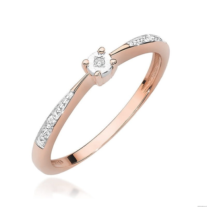 Pierścionek W465 Diament 0,01ct różowe złoto