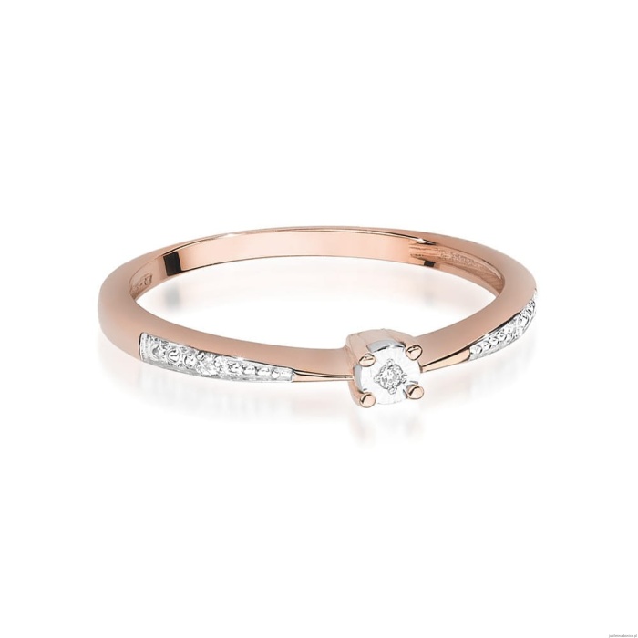 Pierścionek W465 Diament 0,01ct różowe złoto