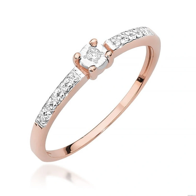 Pierścionek W467 Diament 0,02ct różowe złoto