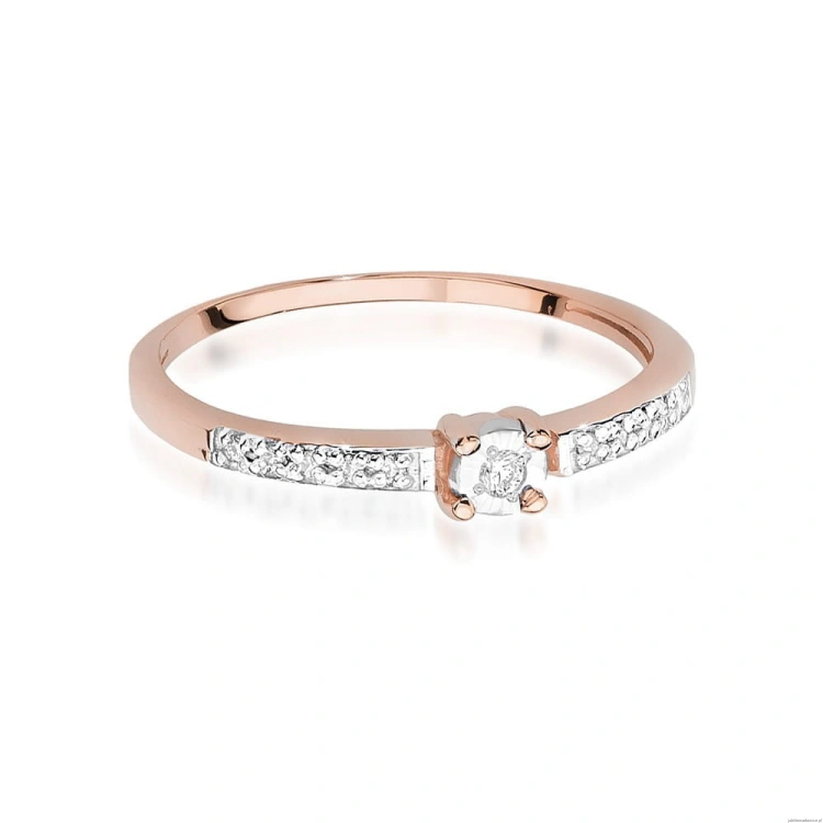Pierścionek W467 Diament 0,02ct różowe złoto