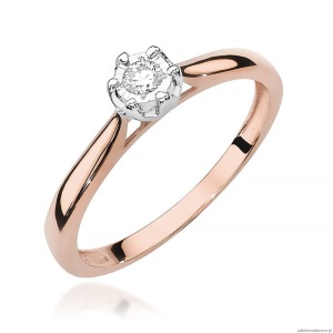 Pierścionek W468 Diament 0,08ct różowe złoto