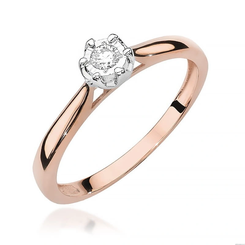 Pierścionek W468 Diament 0,08ct różowe złoto