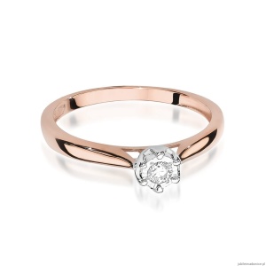 Pierścionek W468 Diament 0,08ct różowe złoto