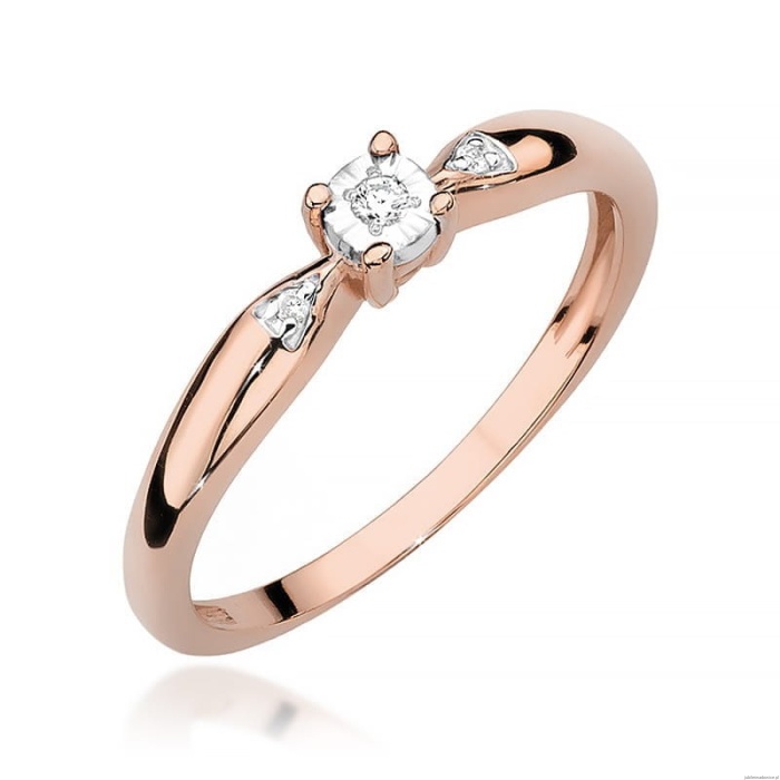 Pierścionek W469 Diament 0,02ct różowe złoto