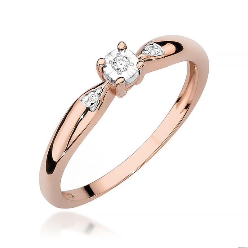 Pierścionek W469 Diament 0,02ct różowe złoto