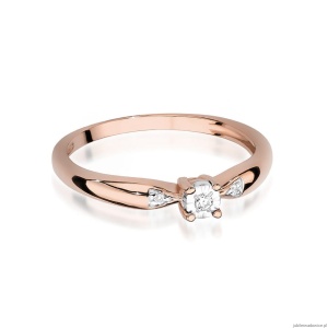 Pierścionek W469 Diament 0,02ct różowe złoto