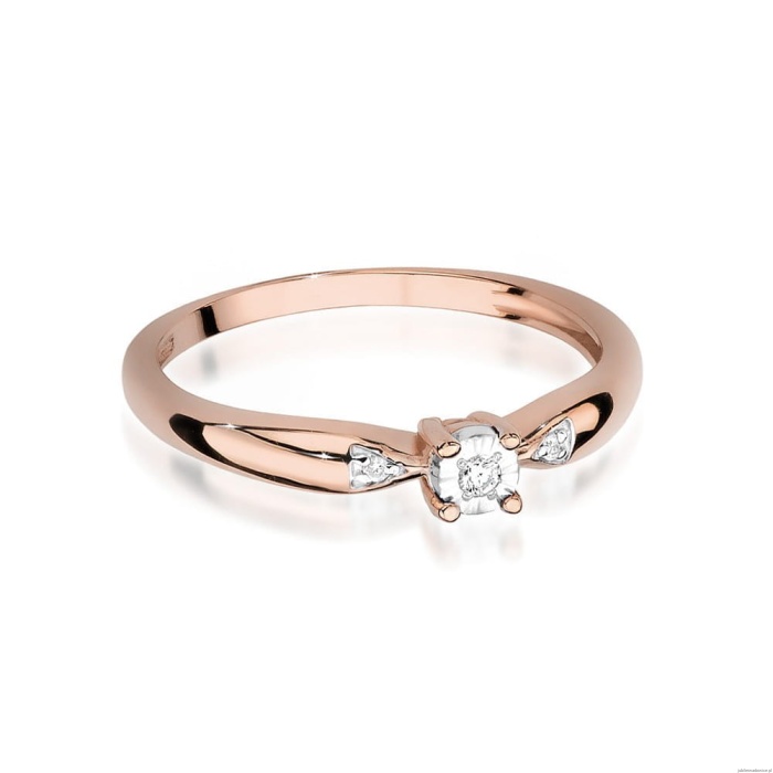 Pierścionek W469 Diament 0,02ct różowe złoto