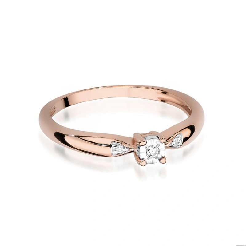 Pierścionek W469 Diament 0,02ct różowe złoto