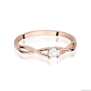 Pierścionek W470 Diament 0,03ct różowe złoto