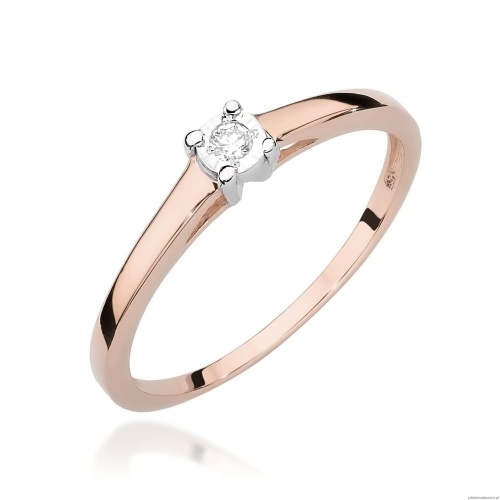 Pierścionek W471 Diament 0,03ct różowe złoto