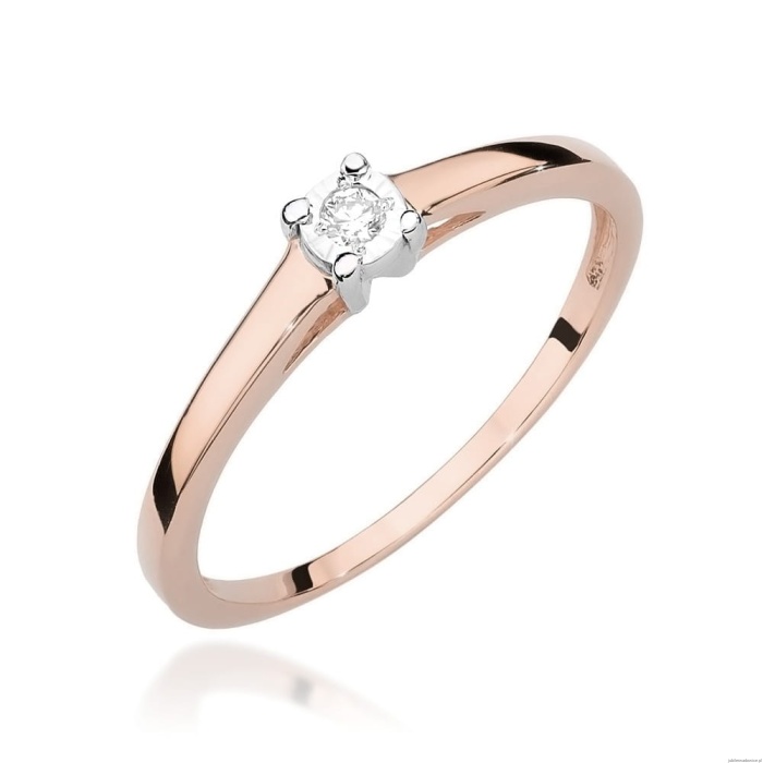 Pierścionek W471 Diament 0,03ct różowe złoto