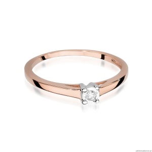 Pierścionek W471 Diament 0,03ct różowe złoto