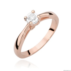 Pierścionek W475 Diament 0,08ct różowe złoto