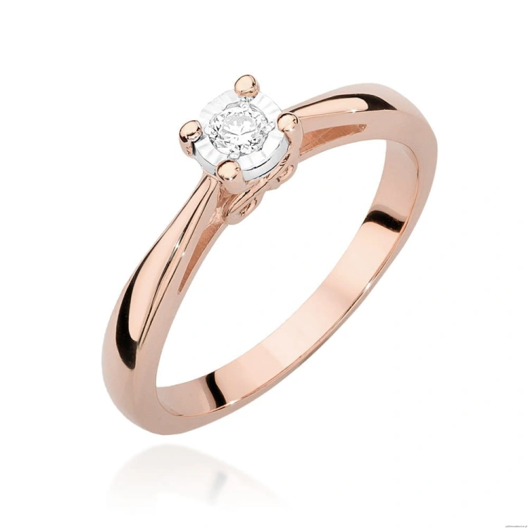 Pierścionek W475 Diament 0,08ct różowe złoto