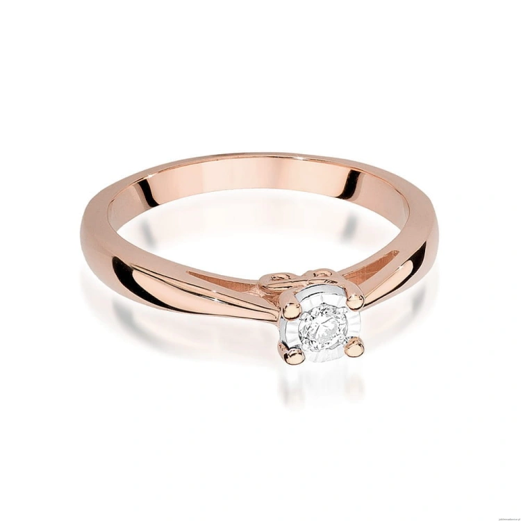 Pierścionek W475 Diament 0,08ct różowe złoto