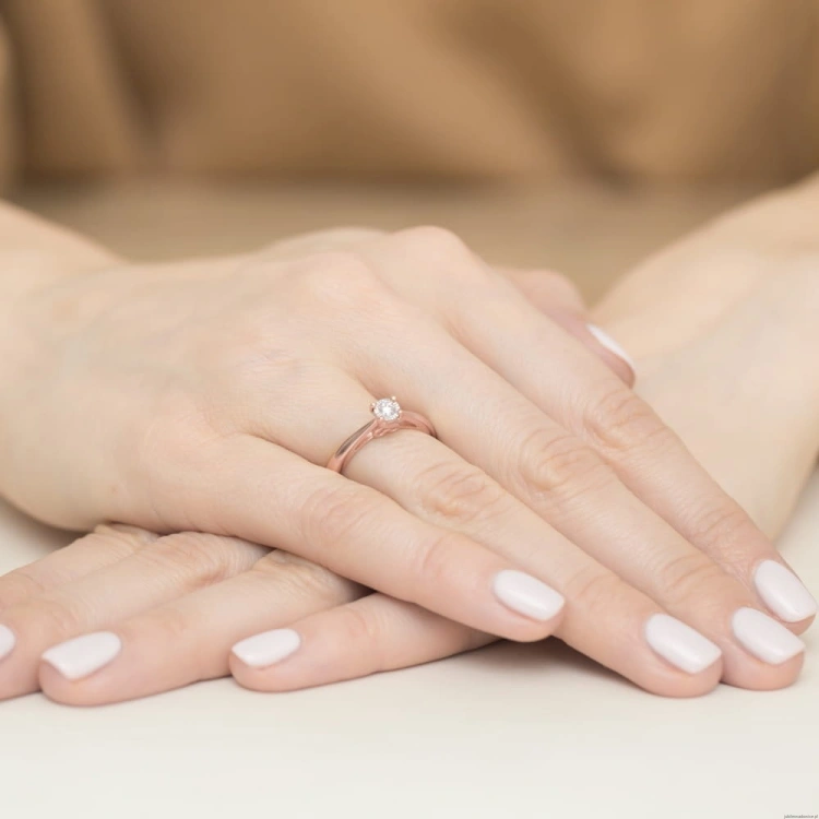 Pierścionek W475 Diament 0,08ct różowe złoto