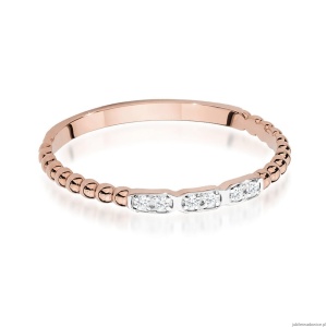 Pierścionek W479 z diamentami różowe złoto