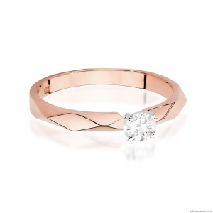 Pierścionek W484 Diament 0,10ct różowe złoto