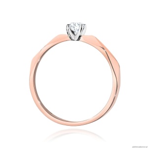 Pierścionek W484 Diament 0,10ct różowe złoto
