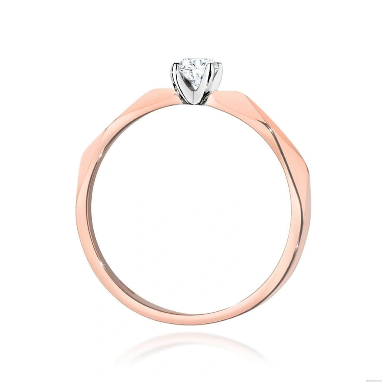 Pierścionek W484 Diament 0,10ct różowe złoto