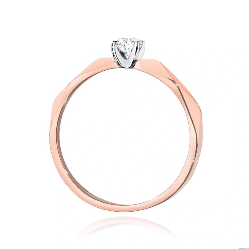 Pierścionek W484 Diament 0,10ct różowe złoto