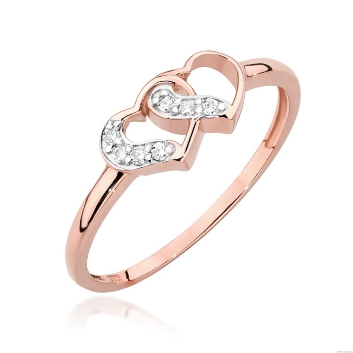 Pierścionek W500 z diamentami różowe złoto